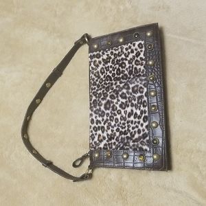 Bueno brown leather? animal print purse